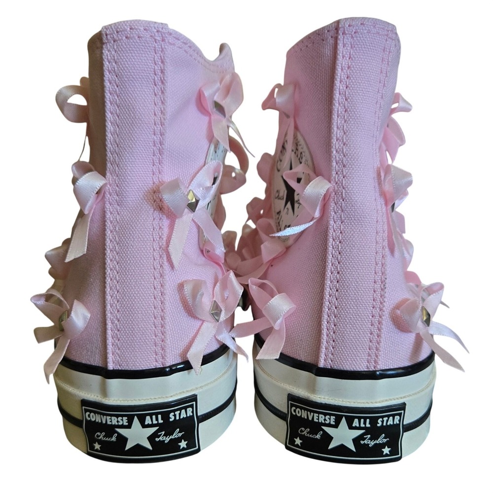 Converse Chuck Taylor High Top Womens 8.5 Pink New Bow Studded A14444C Sneaker - Picture 4 of 7